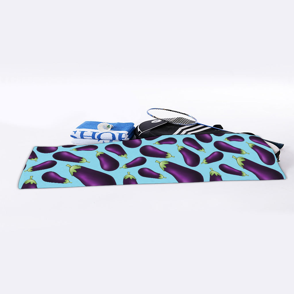 Purple Eggplant Pattern Print Sports Towel