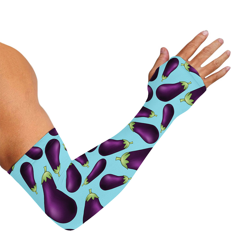 Purple Eggplant Pattern Print Sun Protection Arm Sleeves
