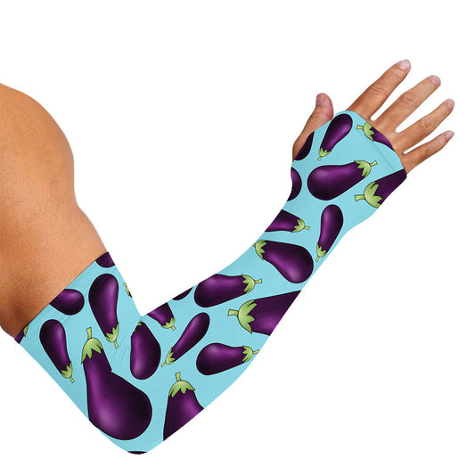 Purple Eggplant Pattern Print Sun Protection Arm Sleeves