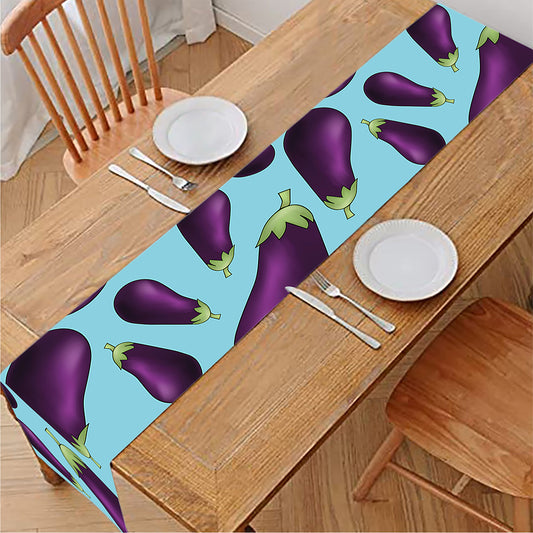 Purple Eggplant Pattern Print Table Runner