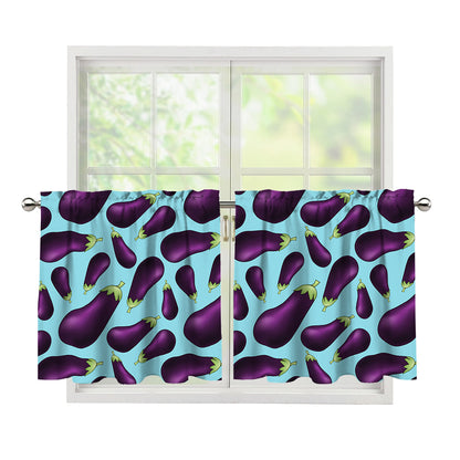 Purple Eggplant Pattern Print Tier Curtains