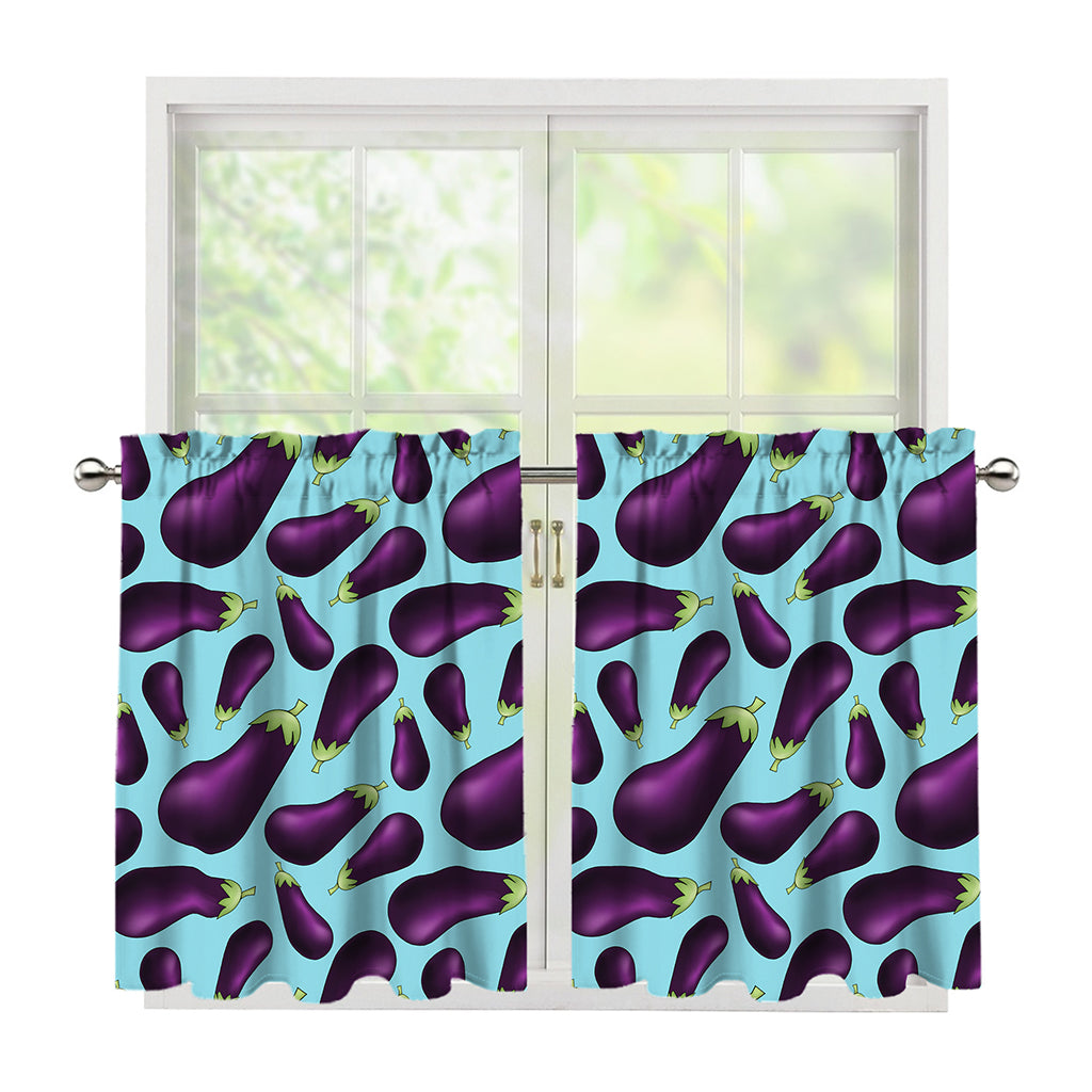 Purple Eggplant Pattern Print Tier Curtains