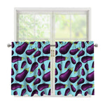 Purple Eggplant Pattern Print Tier Curtains