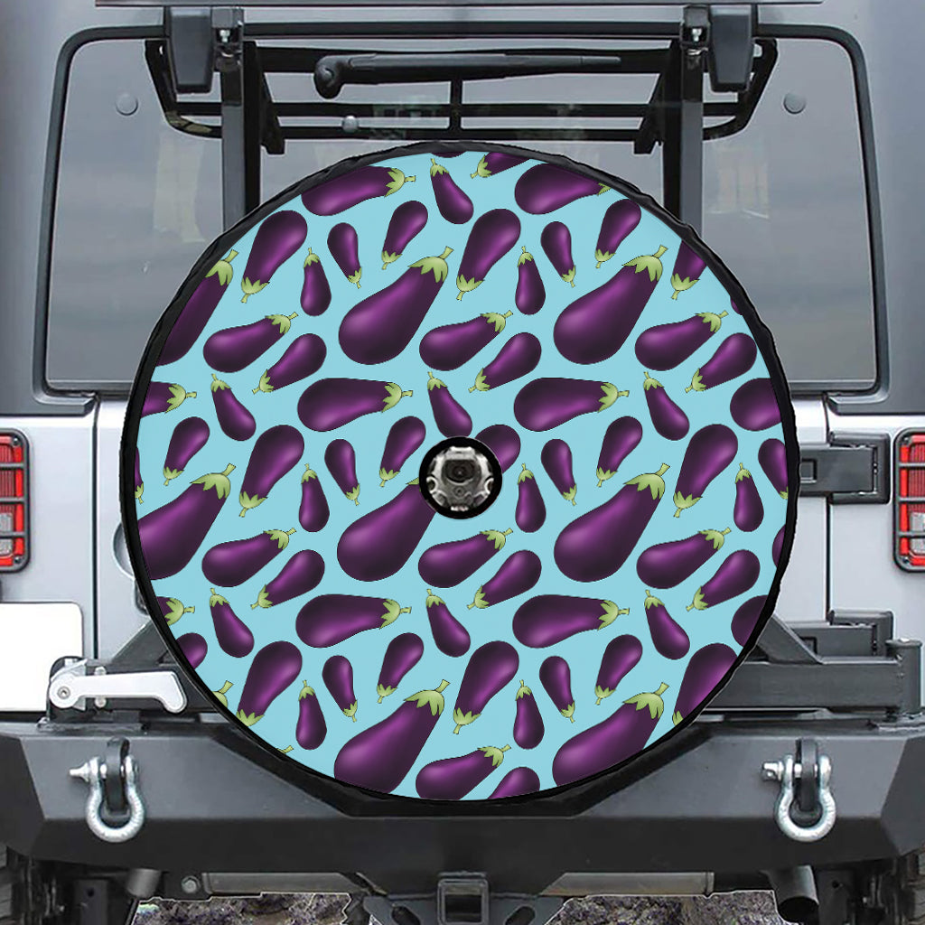 Purple Eggplant Pattern Print Tire Cover With Camera Hole