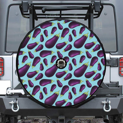 Purple Eggplant Pattern Print Tire Cover With Camera Hole