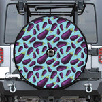 Purple Eggplant Pattern Print Tire Cover With Camera Hole