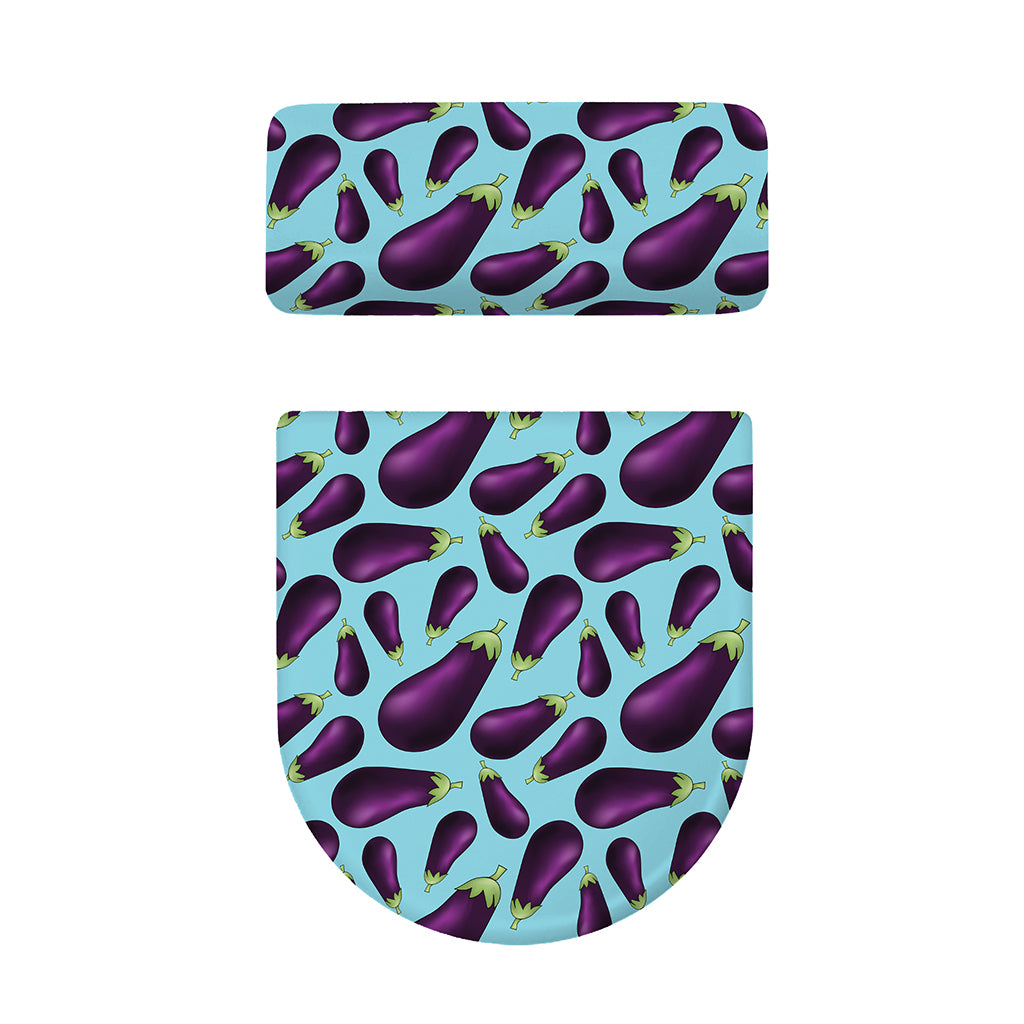 Purple Eggplant Pattern Print Toilet Lid And Tank Cover Set