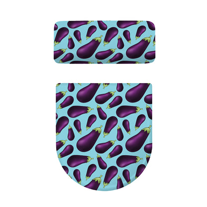Purple Eggplant Pattern Print Toilet Lid And Tank Cover Set