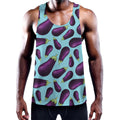 Purple Eggplant Pattern Print Men's Workout Tank Top