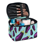 Purple Eggplant Pattern Print Travel Makeup Bag
