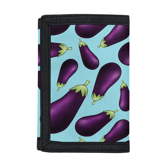 Purple Eggplant Pattern Print Trifold Wallet