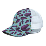 Purple Eggplant Pattern Print White Mesh Trucker Cap