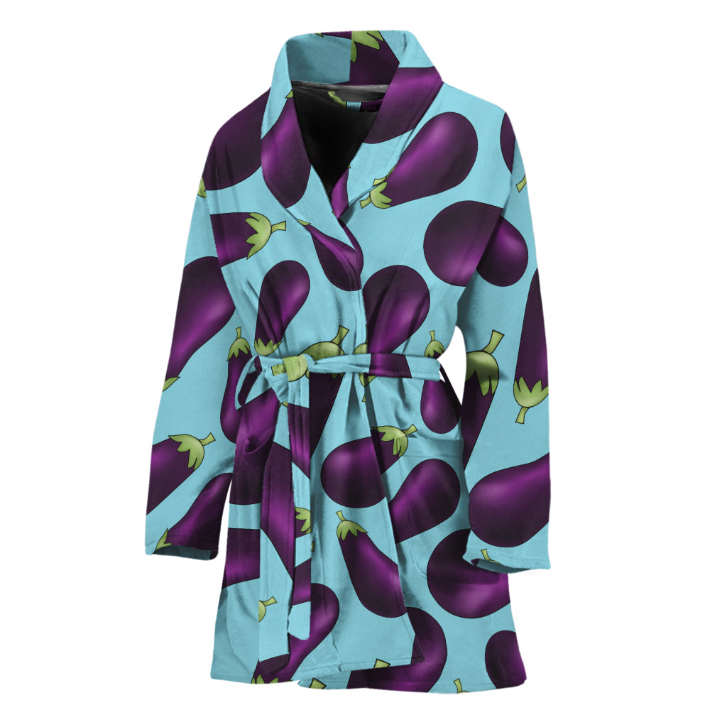 Purple Eggplant Pattern Print Women's Bathrobe