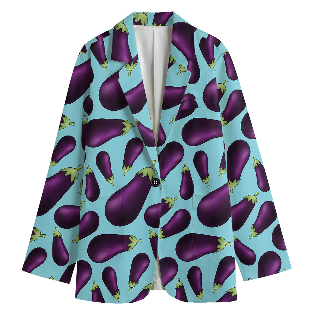 Purple Eggplant Pattern Print Women's Blazer