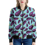 Purple Eggplant Pattern Print Women's Bomber Jacket