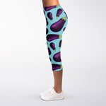 Purple Eggplant Pattern Print Women's Capri Leggings