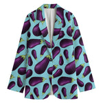 Purple Eggplant Pattern Print Women's Cotton Blazer