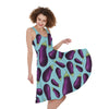 Purple Eggplant Pattern Print Women's Sleeveless Dress