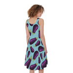 Purple Eggplant Pattern Print Women's Sleeveless Dress