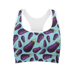 Purple Eggplant Pattern Print Women's Sports Bra