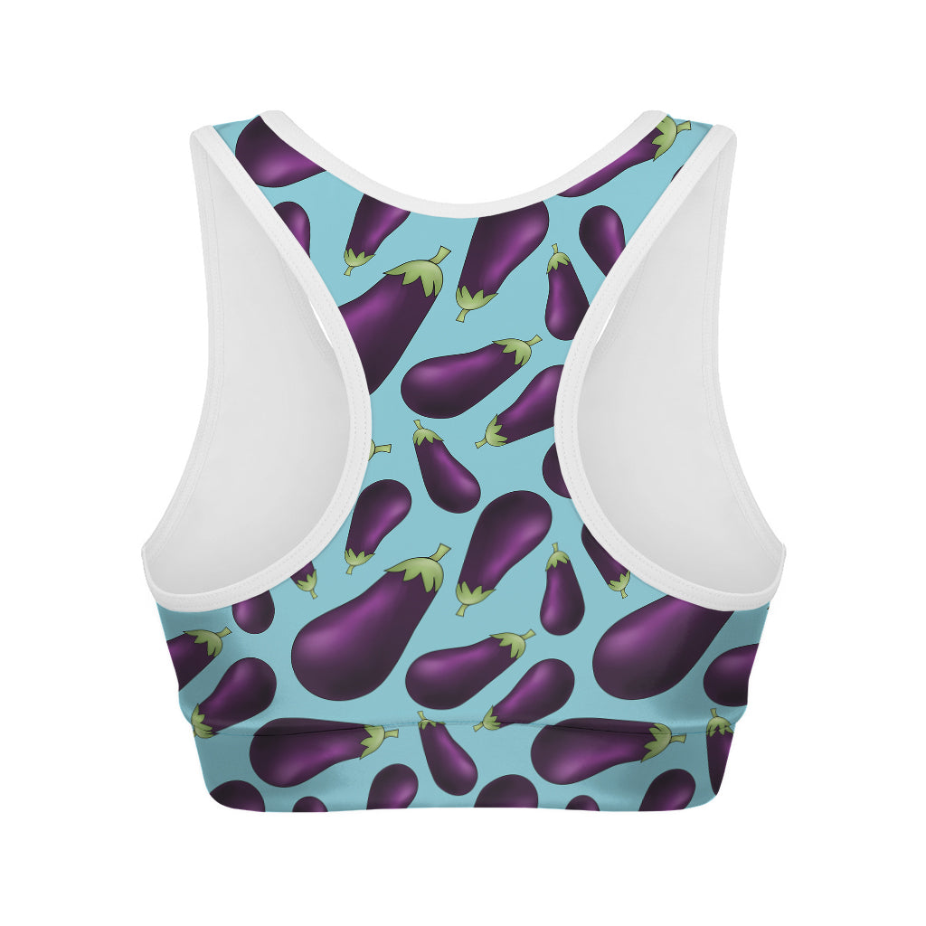 Purple Eggplant Pattern Print Women's Sports Bra