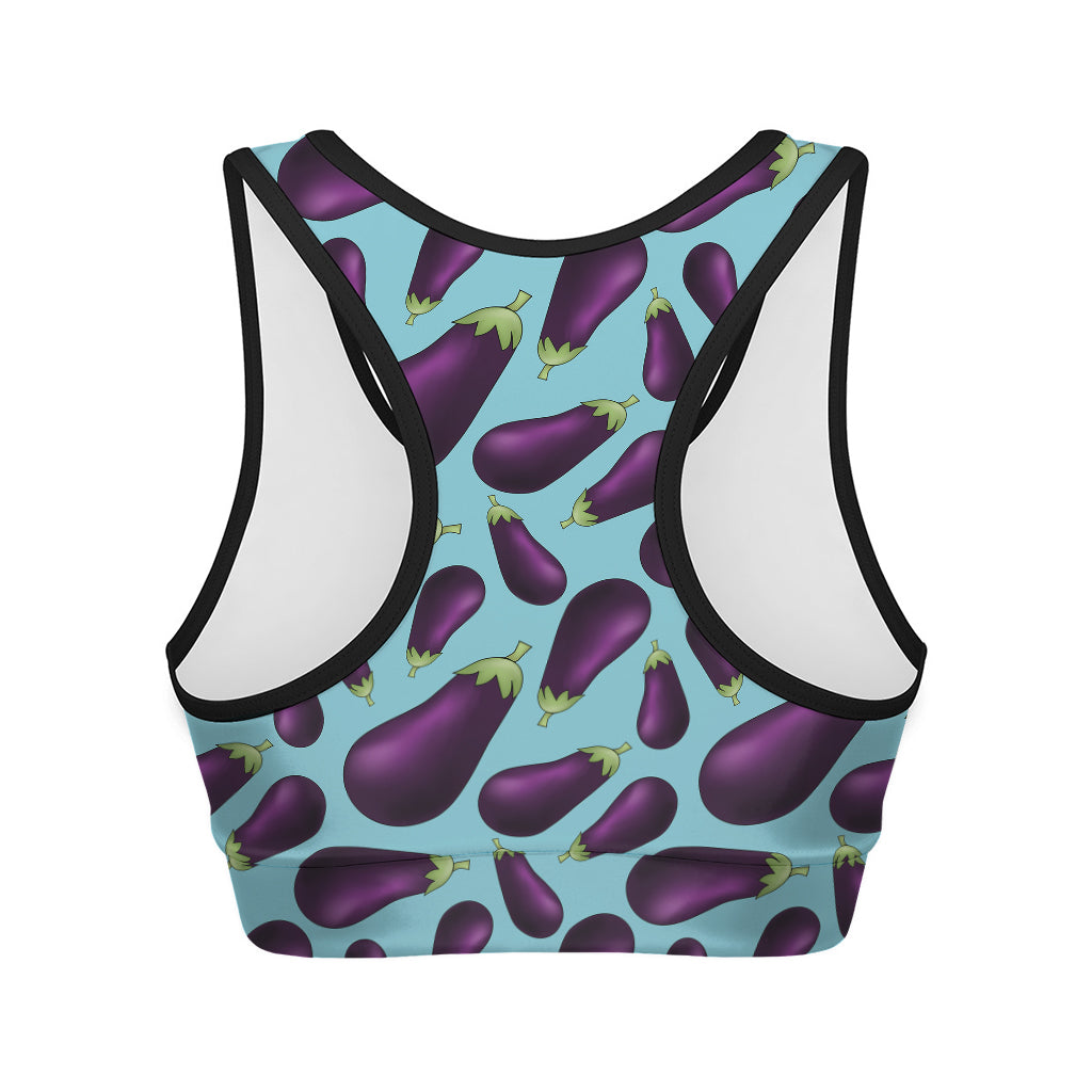 Purple Eggplant Pattern Print Women's Sports Bra