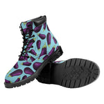 Purple Eggplant Pattern Print Work Boots