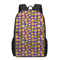 Purple Emoji Pattern Print 17 Inch Backpack