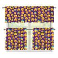 Purple Emoji Pattern Print 3 Piece Kitchen Curtains