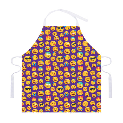 Purple Emoji Pattern Print Adjustable Apron