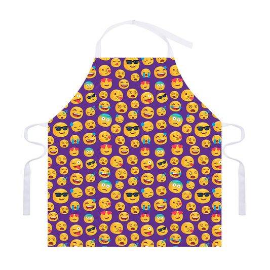 Purple Emoji Pattern Print Adjustable Apron