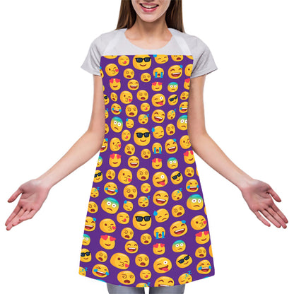 Purple Emoji Pattern Print Adjustable Apron
