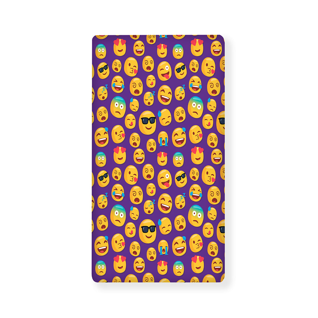 Purple Emoji Pattern Print Baby Crib Sheet