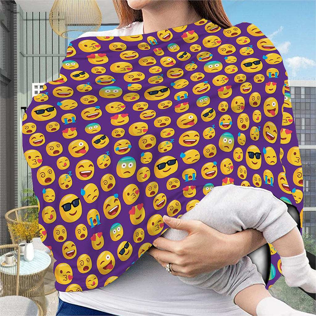 Purple Emoji Pattern Print Baby Seat Cover