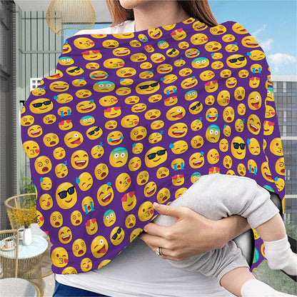 Purple Emoji Pattern Print Baby Seat Cover
