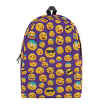 Purple Emoji Pattern Print Backpack