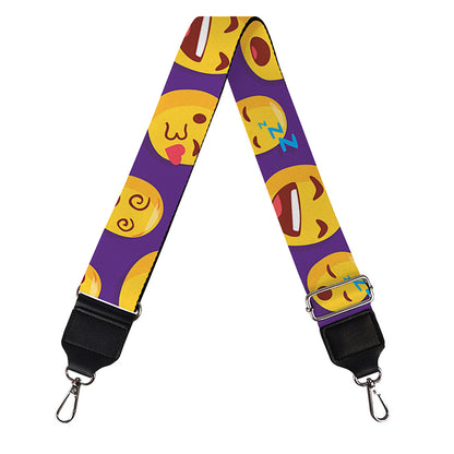 Purple Emoji Pattern Print Bag Strap