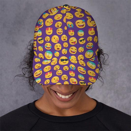 Purple Emoji Pattern Print Baseball Cap