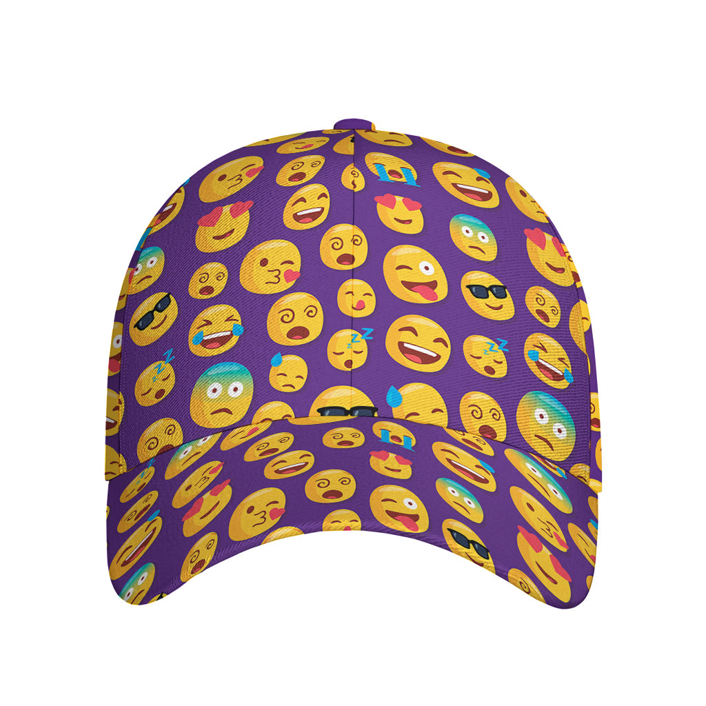 Purple Emoji Pattern Print Baseball Cap