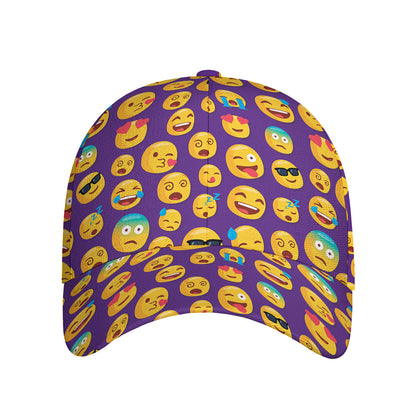Purple Emoji Pattern Print Baseball Cap