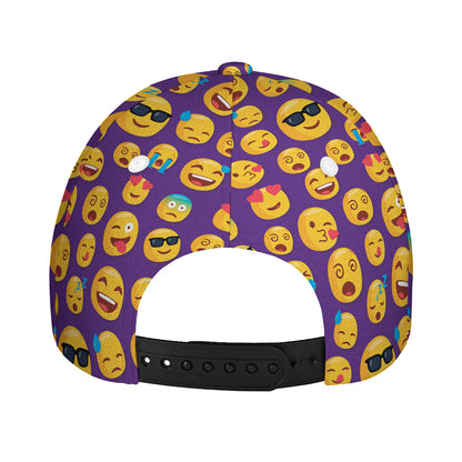Purple Emoji Pattern Print Baseball Cap