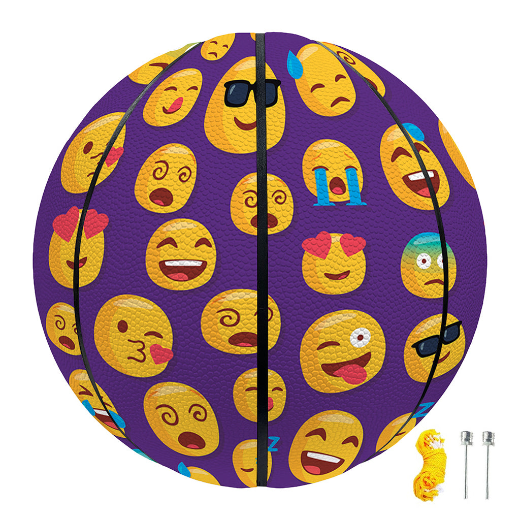 Purple Emoji Pattern Print Basketball