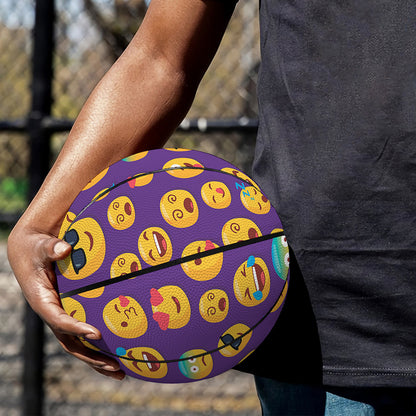Purple Emoji Pattern Print Basketball