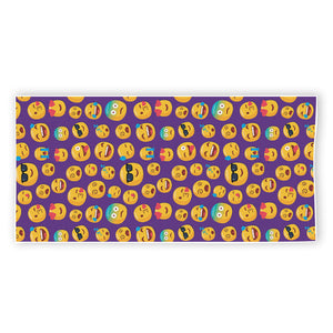 Purple Emoji Pattern Print Beach Towel