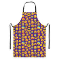 Purple Emoji Pattern Print Bib Apron With Pocket