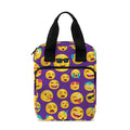 Purple Emoji Pattern Print Bible Tote Bag