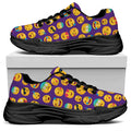 Purple Emoji Pattern Print Black Chunky Shoes