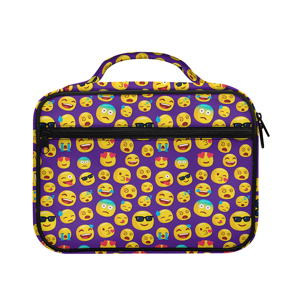 Purple Emoji Pattern Print Briefcase Bible Bag