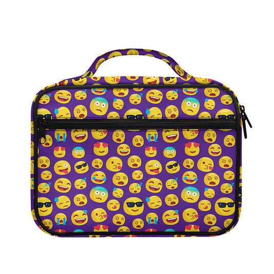 Purple Emoji Pattern Print Briefcase Bible Bag