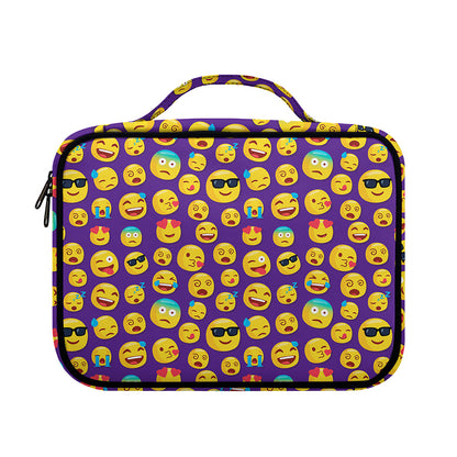 Purple Emoji Pattern Print Briefcase Bible Bag